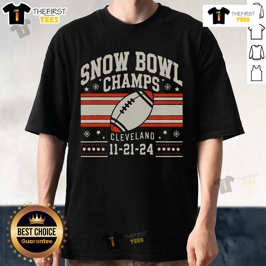 Vintage Top Cleveland Snow Bowl Champs T-Shirt featuring classic design and vibrant colors, perfect for football fans.