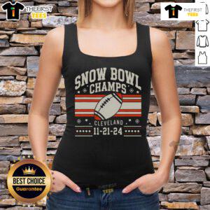 Vintage tank top featuring the Top Cleveland Snow Bowl Champs design, perfect for sports fans and retro apparel lovers.