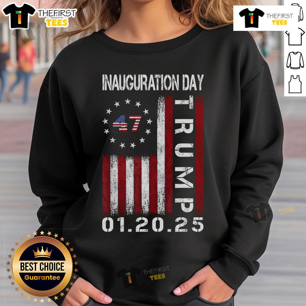 Donald Trump Inauguration Day 2025 sweatshirt featuring the USA flag, celebrating his 47th presidency in style.