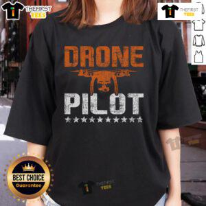 Top Drone Pilot RC Flight Operator wearing a ladies tee, showcasing expert quadcopter flying skills in action.