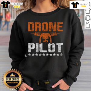 Top Drone Pilot RC Flight Operator sweatshirt featuring a quadcopter graphic, perfect for flying enthusiasts.