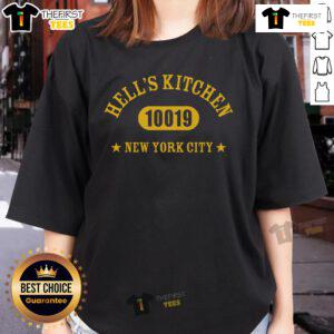 Alt Text: Top Hells Kitchen 10019 City Ladies Tee featuring a stylish design perfect for casual outings and urban fashion.