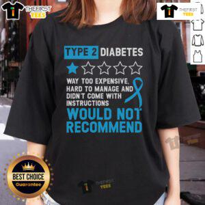 Top Type 2 Diabetes (T2D) Warrior Ladies Tee for Diabetes Awareness, featuring a stylish design and empowering message.