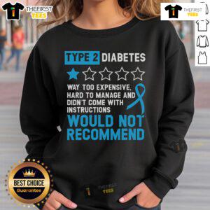 Top Type 2 Diabetes T2D Warrior sweatshirt promoting diabetes awareness with bold graphics and vibrant colors.