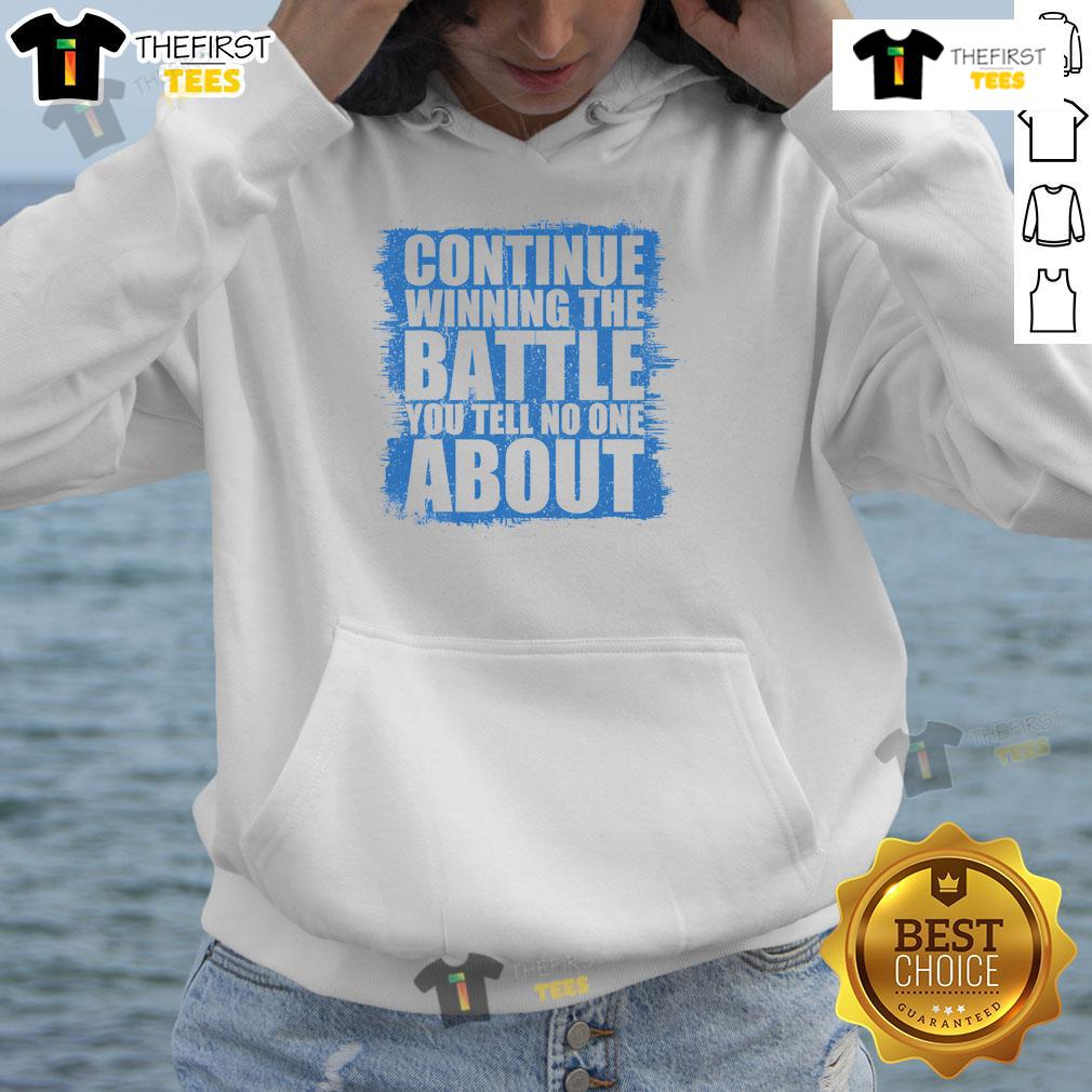 Cozy 'Nice-Continue-Winning-The-Battle-You-Tell-No-One-About-Hoodie' in navy, perfect for inspirational casual wear.