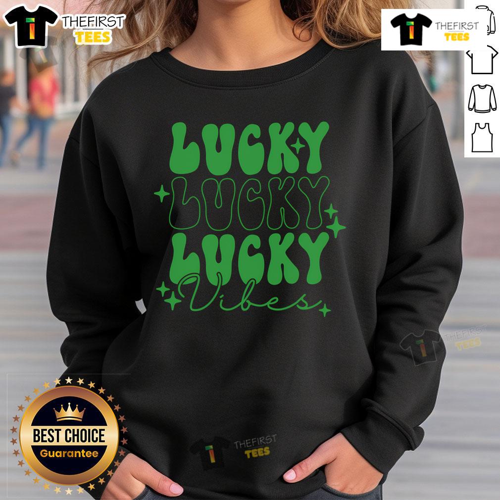 Cozy Nice Green Lucky Vibes Sweatshirt featuring a stylish design, perfect for casual wear and expressing good luck.
