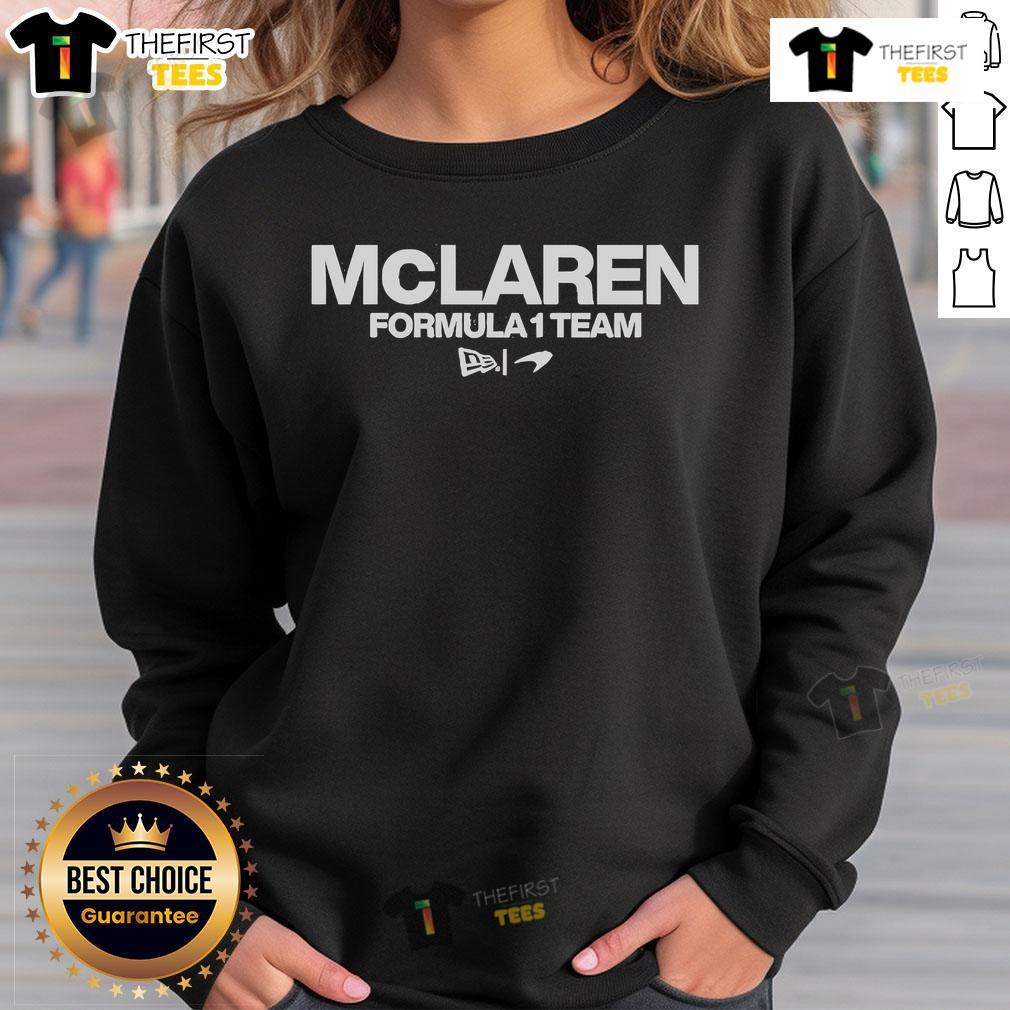 Nice McLaren Formula 1 Team sweatshirt featuring vibrant team colors and logo, perfect for motorsport fans.
