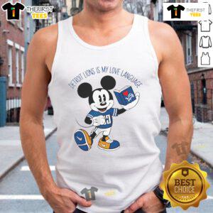 Official Detroit Lions Is My Love Language Disney Mickey Book 2024 Tank Top featuring vibrant graphics and a sporty design.