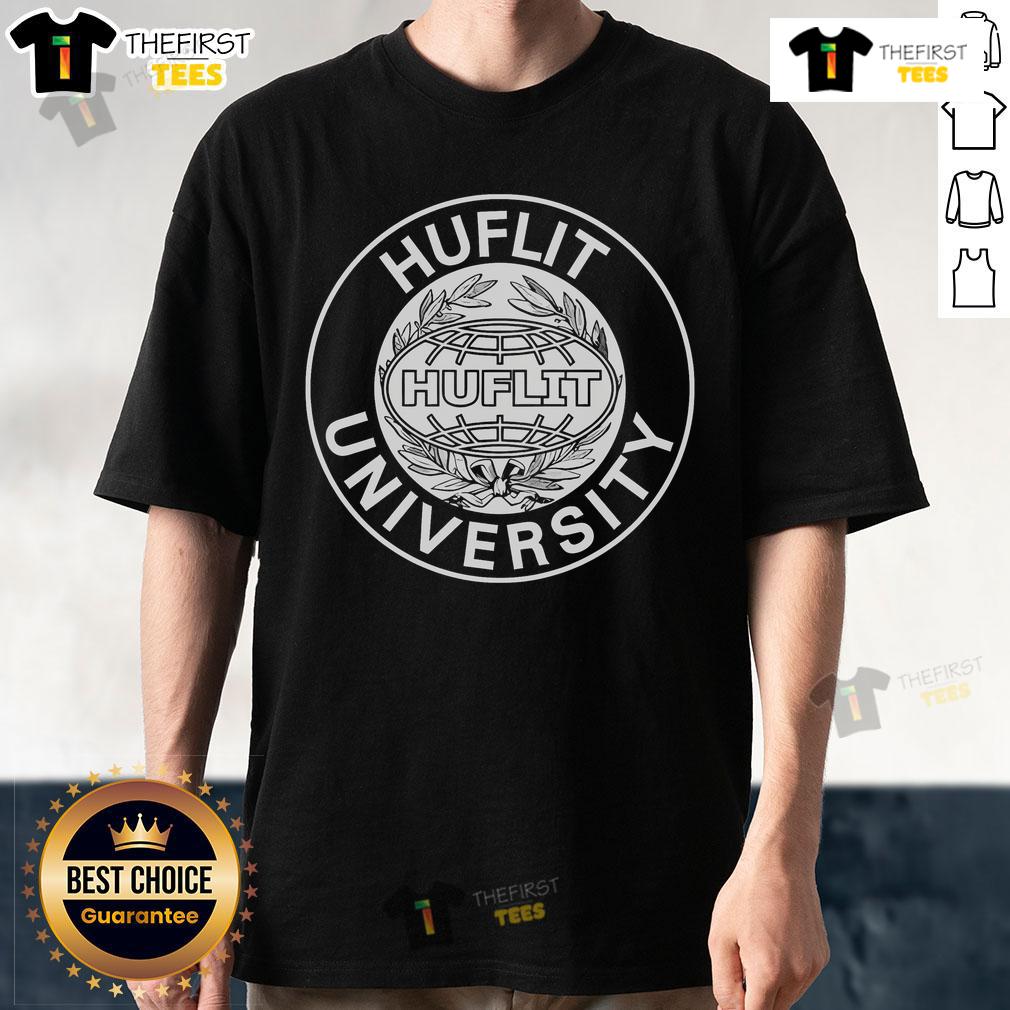 Alt Text: Official Huflit University logo t-shirt featuring vibrant colors and a stylish design for students and alumni.