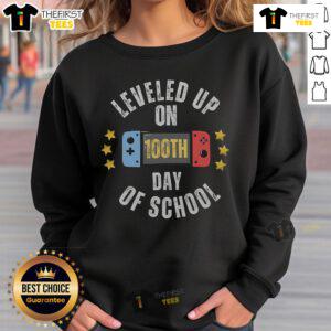 Official leveled-up gamer sweatshirt for 100th Day of School celebration, showcasing fun graphics and vibrant colors.