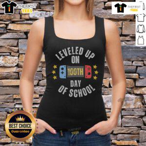 Official leveled-up gamer tank top for the 100th day of school celebration, perfect for 100 Days of School events.