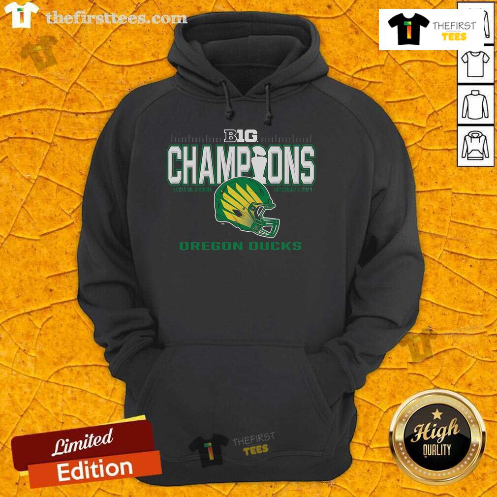 Official Oregon Ducks Big Ten Football Champions 2024 Strong Hold Hoodie featuring team logo and vibrant colors.