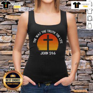 Official The Way The Truth The Life John 14:6 sunset tank top with vibrant colors and inspirational design.
