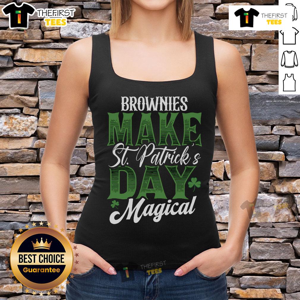 Stylish tank top featuring 'Top Brownies Make St. Patrick's Day Magical' design, perfect for festive celebrations.