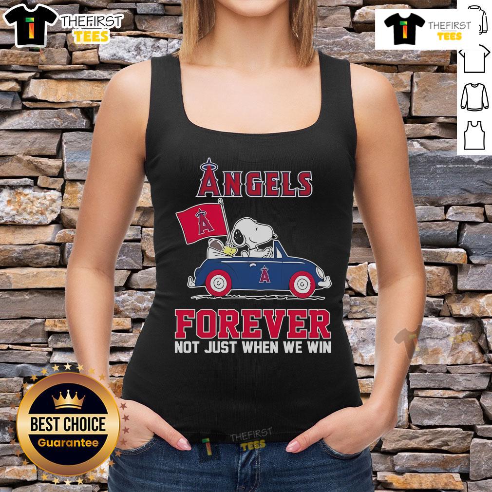Snoopy and Woodstock driving a car in a tank top celebrating Los Angeles Angels 2024 season, Forever Not Just When We Win.