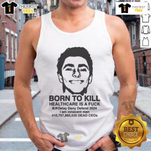 Alt Text: Hot Luigi Mangione Born to Kill healthcare tank top featuring bold graphics and edgy design for health activists.