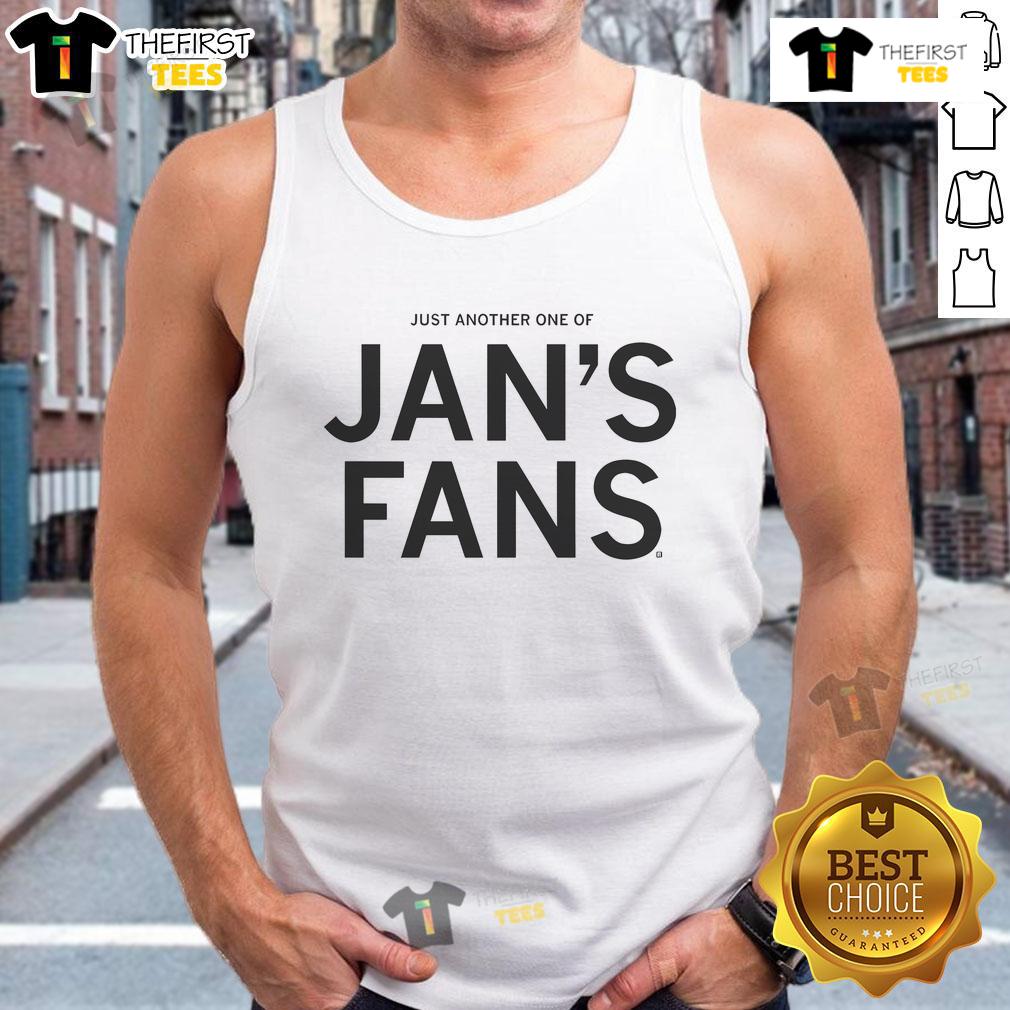 Stylish tank top featuring 'Just Another One Of Jan's Fans' design, perfect for casual summer outfits and fan apparel.