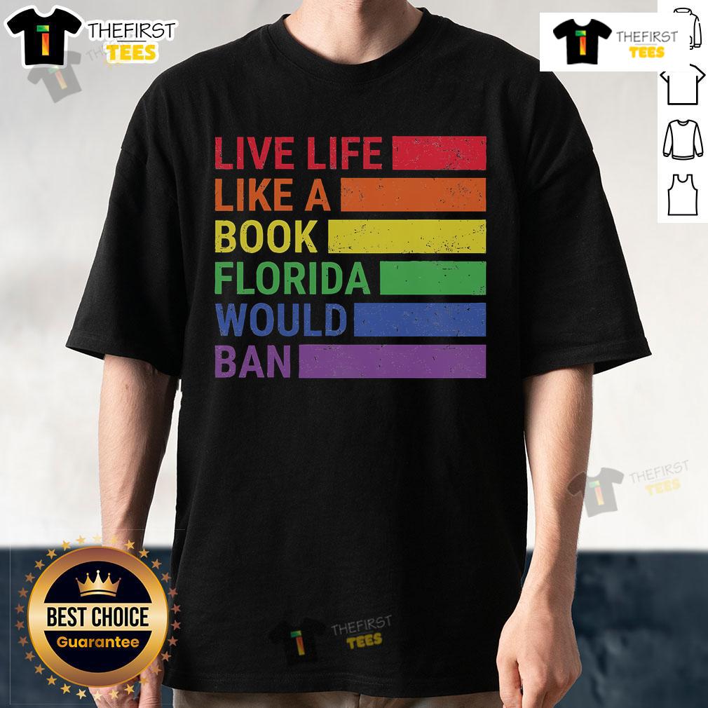 Vintage Pride Month T-Shirt with 'Live Life Like A Book' design, perfect for Florida's LGBTQ+ community celebrations.
