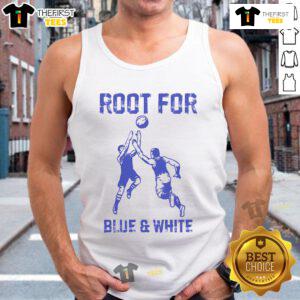 Blue and white vintage tank top featuring a nice root design, perfect for casual summer outfits.