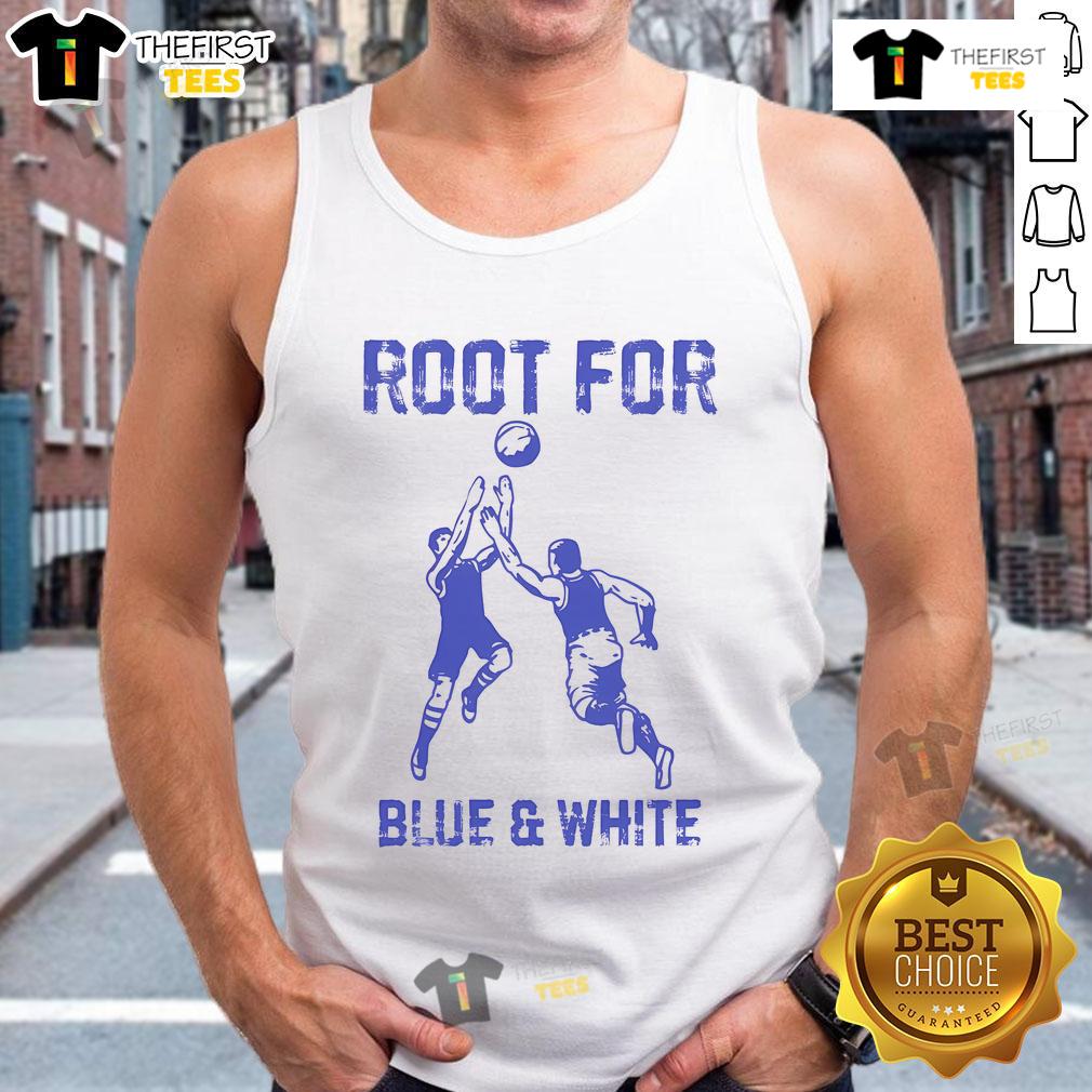 Blue and white vintage tank top featuring a nice root design, perfect for casual summer outfits.