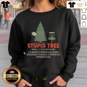 Nice Stupid Tree Disc Golf sweatshirt for a king of disc golf, featuring a playful design and vibrant colors.