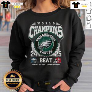 Philadelphia Eagles 2024-2025 sweatshirt celebrating Nice World Champions, perfect for fans and game day wear.
