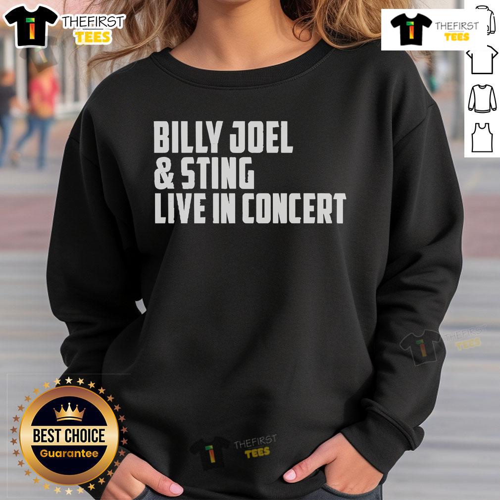 Official Billy Joel Sting Live In Concert sweatshirt from the 2025 Indianapolis show, showcasing vibrant concert memorabilia.
