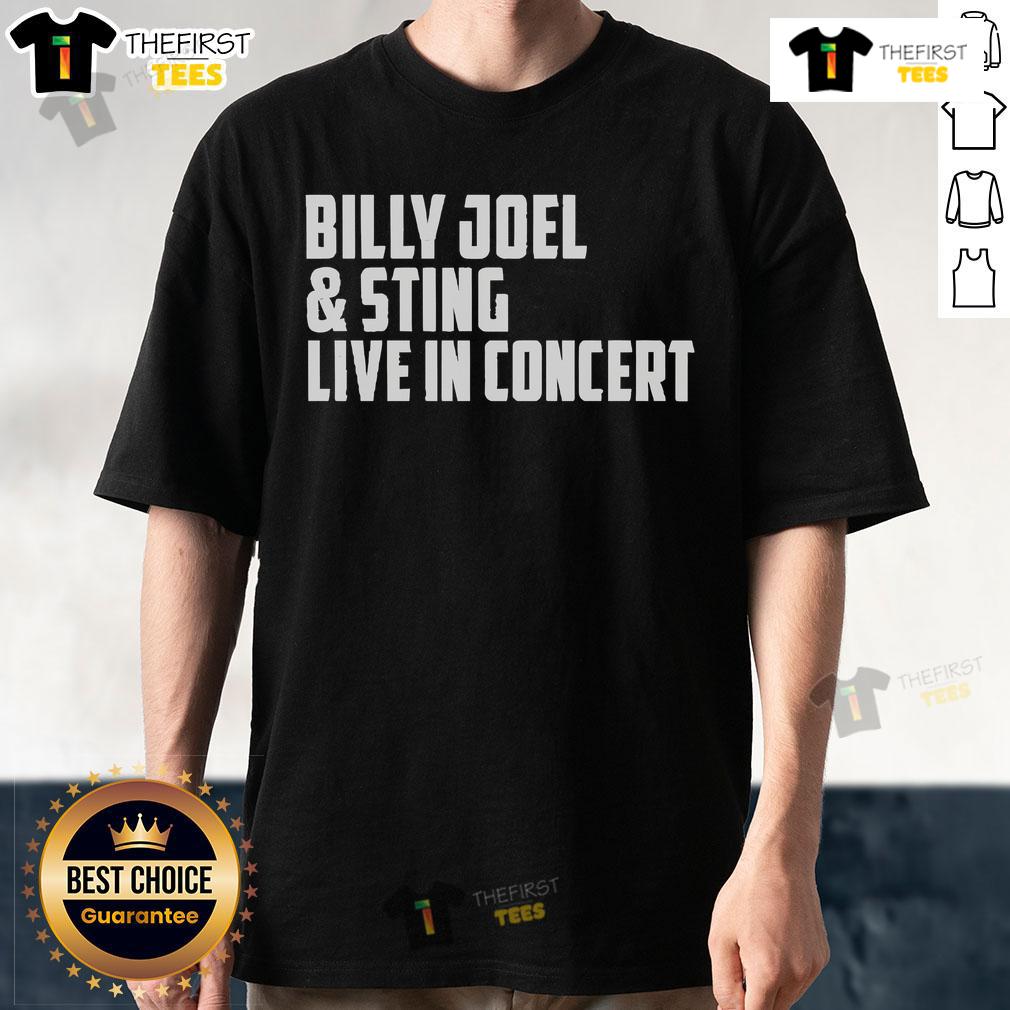 Official Billy Joel & Sting Live In Concert T-Shirt from 2-8-25 Indianapolis featuring vibrant graphics and tour details.