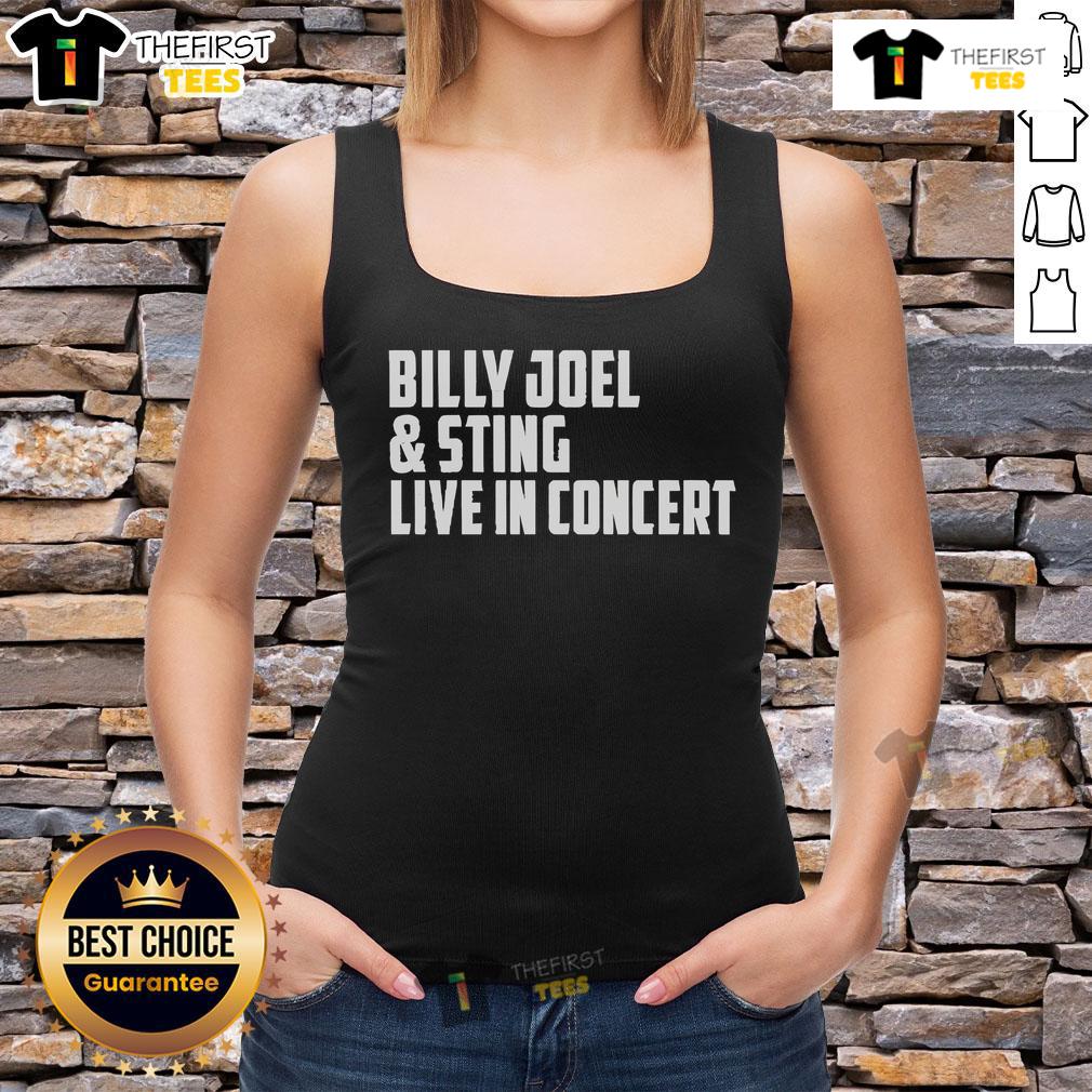 Official Billy Joel and Sting live in concert in Indianapolis, featuring a vibrant tank top design on stage.