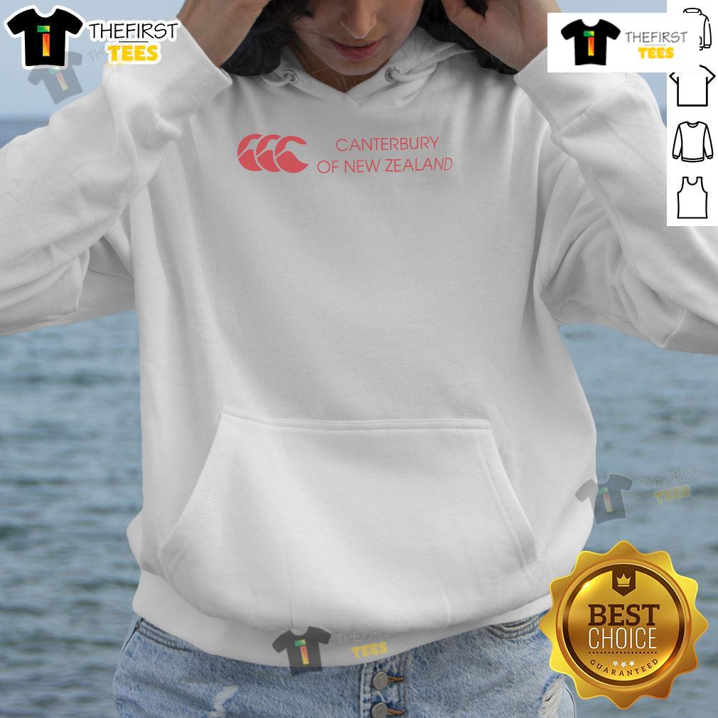 Official Canterbury of New Zealand Legends Ringer Hoodie in navy with logo, perfect for sports and casual wear.