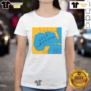 Official Gulf of Mexico Historic Map since 1550 on a ladies tee, showcasing vintage cartography and coastal details.