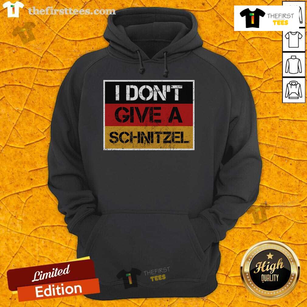 Official I Don't Give A Schnitzel Hoodie featuring a bold graphic design, perfect for casual wear and humor lovers.