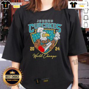 Official Johnny Cupcakes Bird World Champs 2024 Ladies Tee featuring vibrant graphics and a stylish design for fans.