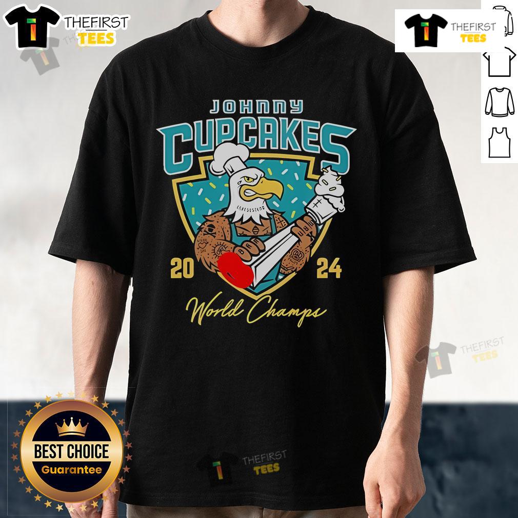 Official Johnny Cupcakes Bird World Champs 2024 T-Shirt featuring vibrant graphics and unique design for fans.