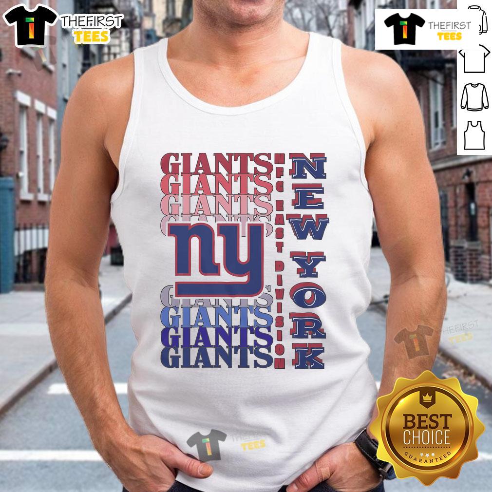 Official New York Giants gradient wordmark tank top featuring team colors and logo, perfect for fans and summer wear.