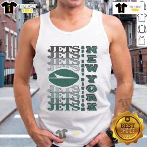 Official New York Jets gradient wordmark tank top featuring team colors and logo, perfect for fans and summer wear.