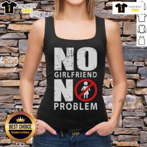 Official No Girlfriend No Problem Tank Top in black, featuring bold white lettering, perfect for casual summer outfits.
