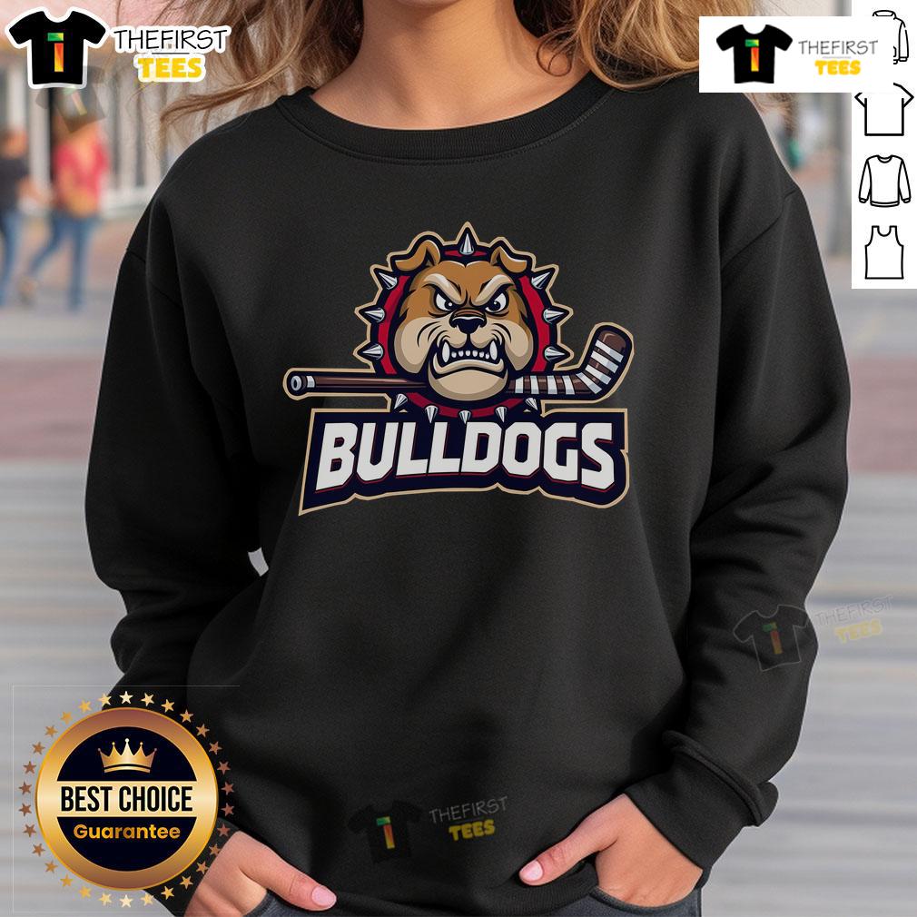 Official Shoresy Sudbury Bulldogs Letterkenny sweatshirt showcasing team spirit and style in vibrant blue.