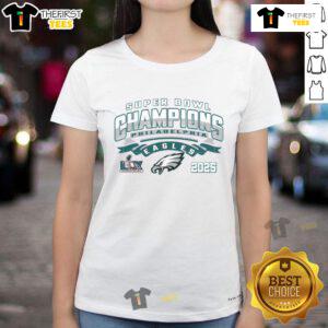 Official Super Bowl Champions Philadelphia Eagles LIX 2025 Ladies Tee showcasing team pride and stylish design.