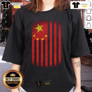 Official Vintage Chinese Flag Ladies Tee showcasing a stylish design with the iconic red and yellow colors of China.