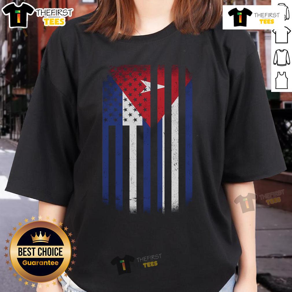 Official Vintage Cuban Flag Ladies Tee showcasing a stylish design with the iconic Cuban flag for proud supporters.