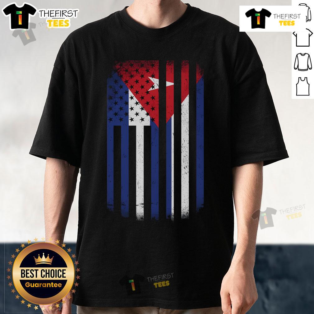 Official Vintage Cuban Flag T-Shirt featuring a distressed design of the Cuban flag on a classic tee.