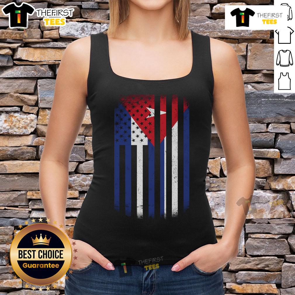 Official vintage Cuban flag tank top featuring vibrant colors and iconic design, perfect for casual summer wear.