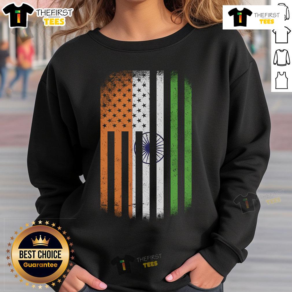 Official Vintage Indian Flag Sweatshirt featuring a classic design and vibrant colors, perfect for patriotic fashion enthusiasts.