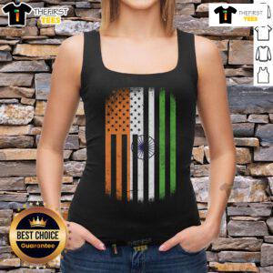 Vintage Indian flag tank top showcasing patriotic design, perfect for casual wear and celebrating Indian heritage.