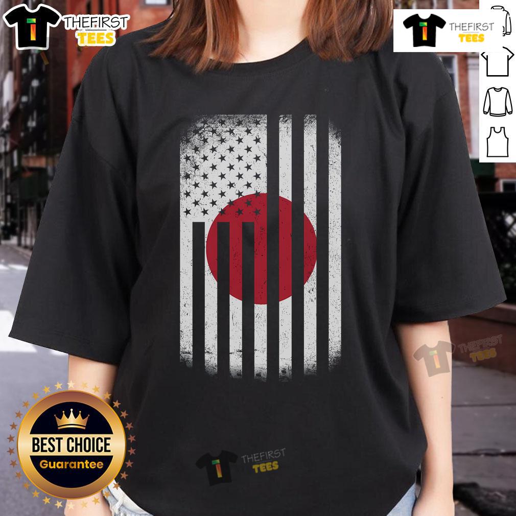 Vintage Japan flag ladies tee featuring a stylish design for women who love Japanese culture and fashion.