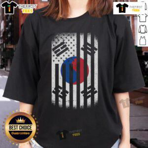 Official Vintage Korean Flag Ladies Tee featuring the traditional flag design on a stylish women's shirt.