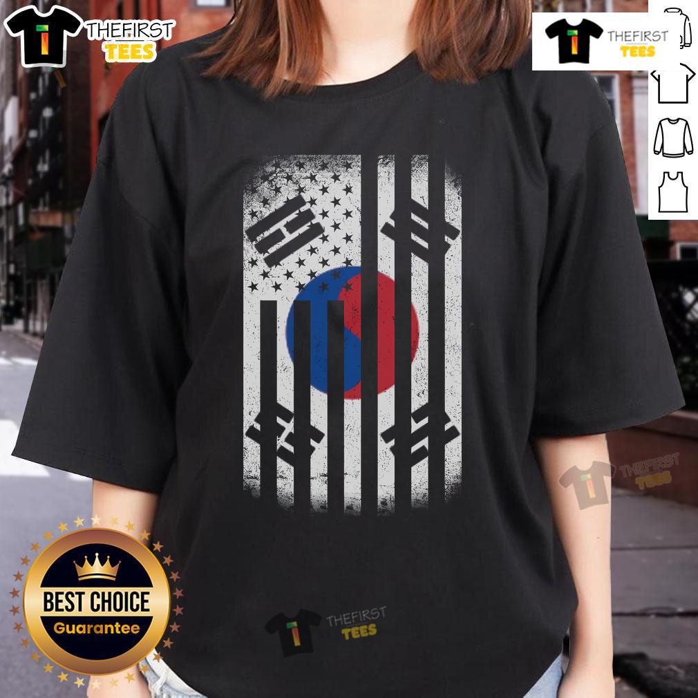 Official Vintage Korean Flag Ladies Tee featuring the traditional flag design on a stylish women's shirt.