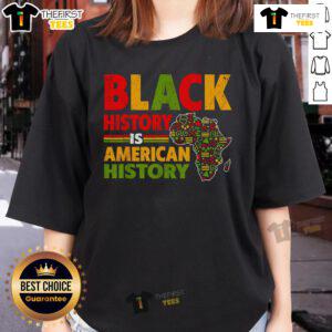 Alt Text: Original Black History is American History tee featuring African American ladies celebrating heritage and culture.
