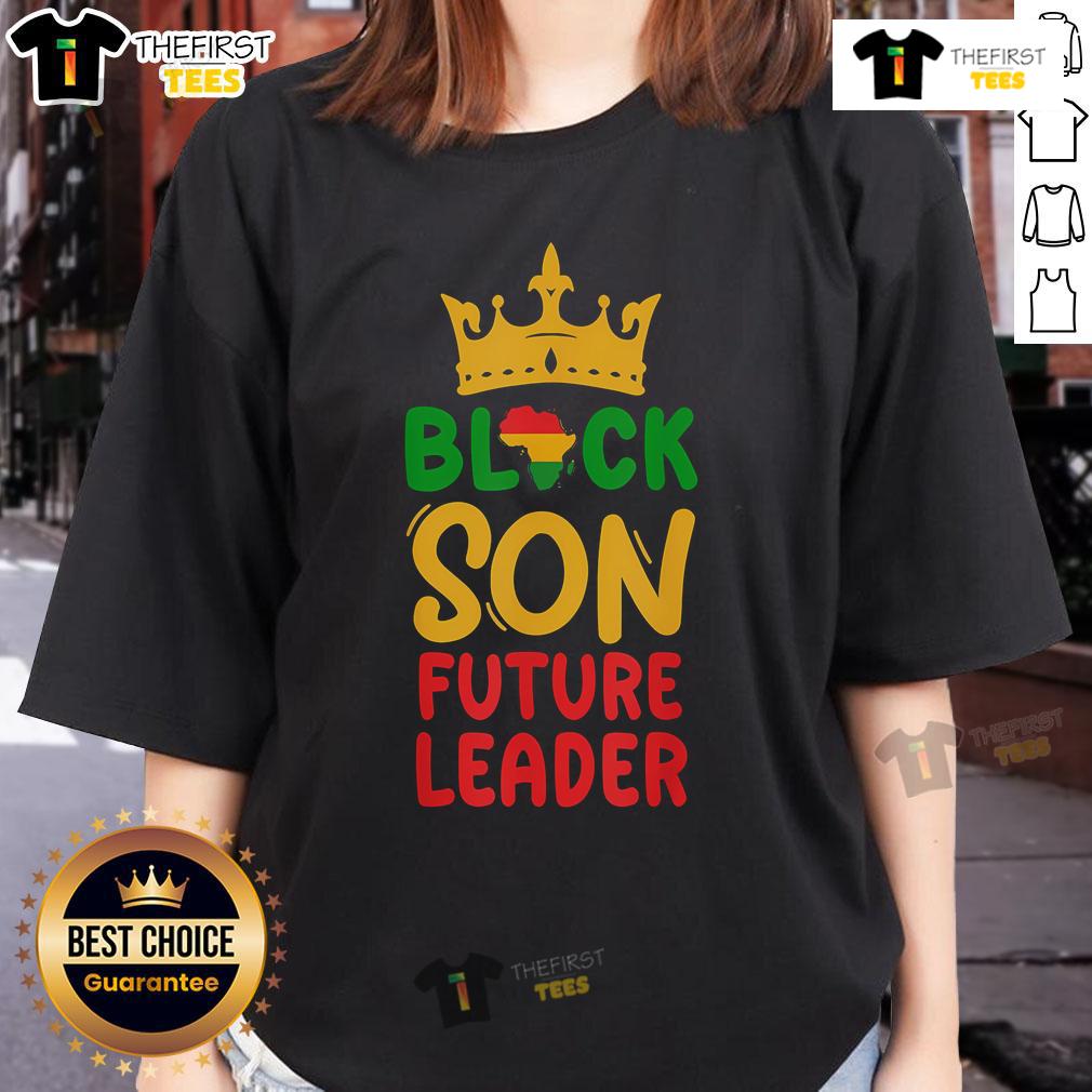 Original Black Son Future Leader Tee featuring Afro design, celebrating Black history and African heritage.